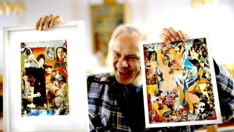 Kristian Tallroth hoppas sprida glädje med sin collageutställning i Metodistkyrkan med vernissage på torsdag.
