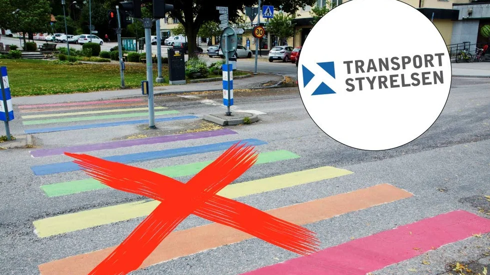 Bakläxa för kommunen. Enligt Transportstyrelsen ska fälten på ett övergångsställe vara vita.