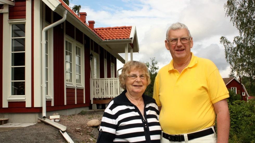 Maj-Britt och P-O Ilhammar fick 65 år tillsammans. Här vid hennes återuppbyggda föräldrahem i Blackstad.