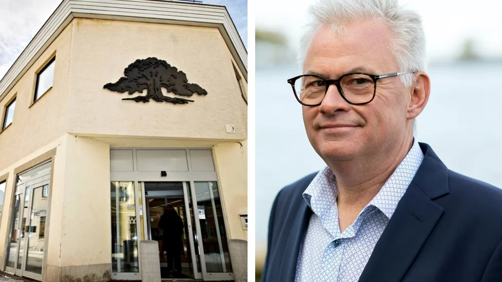 Vadstena Sparbanks resultat för 2021 är det bästa någonsin. "Det känns jättebra", säger vd Mikael Engdahl. Bilden är ett montage. Bankbilden är en arkivbild.