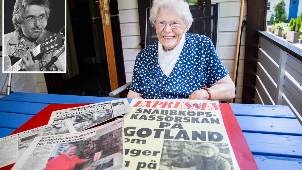 Snabbköpskassörskan Maja Lind har en hel pärm med tidningsklipp från de år hon blev kändis i hela Sverige, tack vare Di Sma Undar Jårdi och Göran Ringbom.