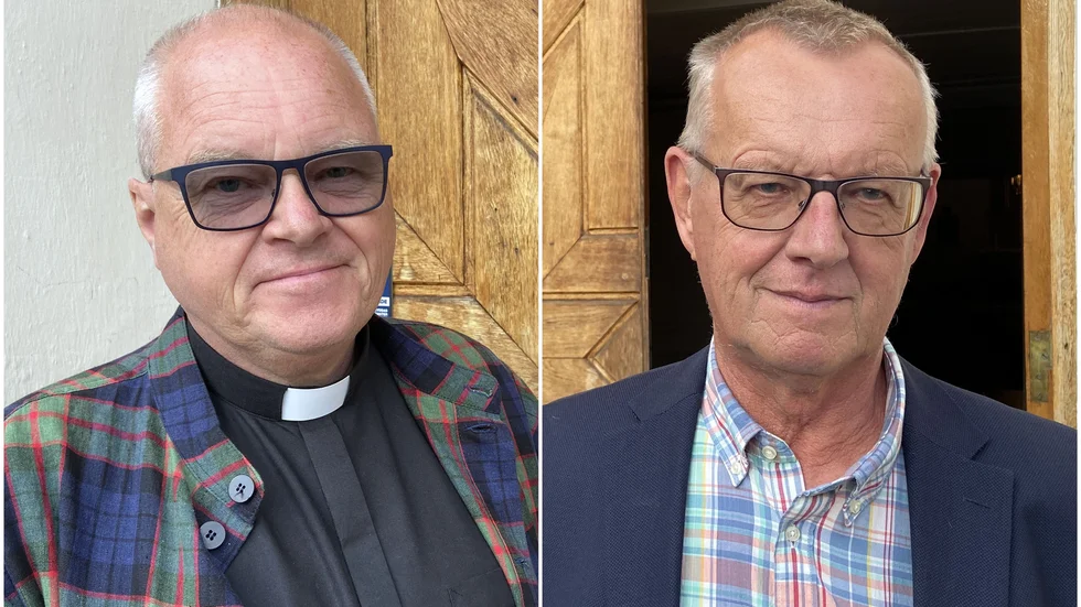 Gunnar Göranzon, vikarierande kyrkoherde, och Arne Karlsson, kyrkofullmäktige.