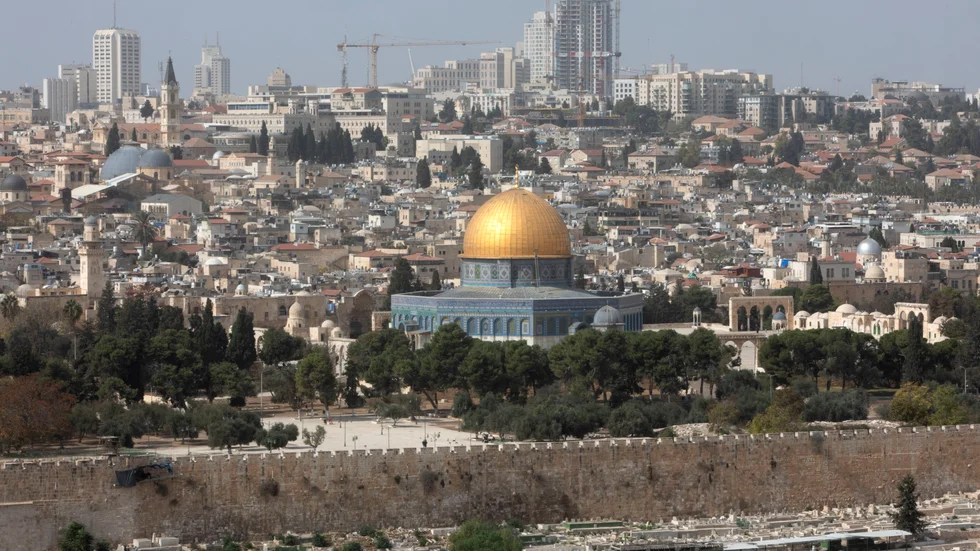 Vy över al-Aqsamoskén i Jerusalem. Arkivbild.
