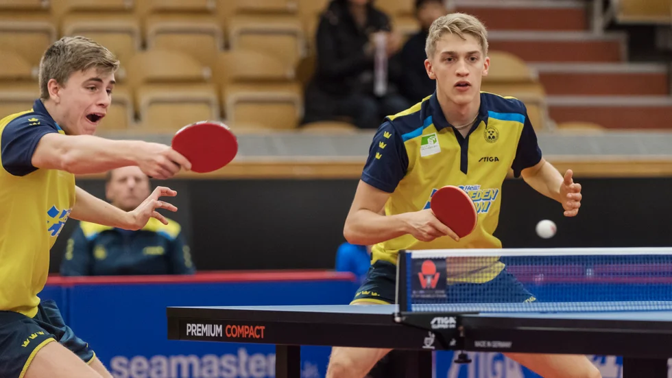 Anton Källberg och Truls Möregårdh kan få spela bordtennis-EM på hemmaplan 2023. Arkivbild.