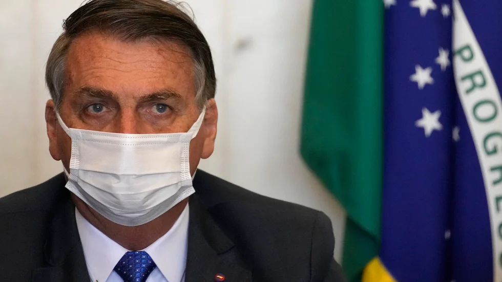 Brasiliens president Jair Bolsonaro under ett möte i Brasília i måndags.