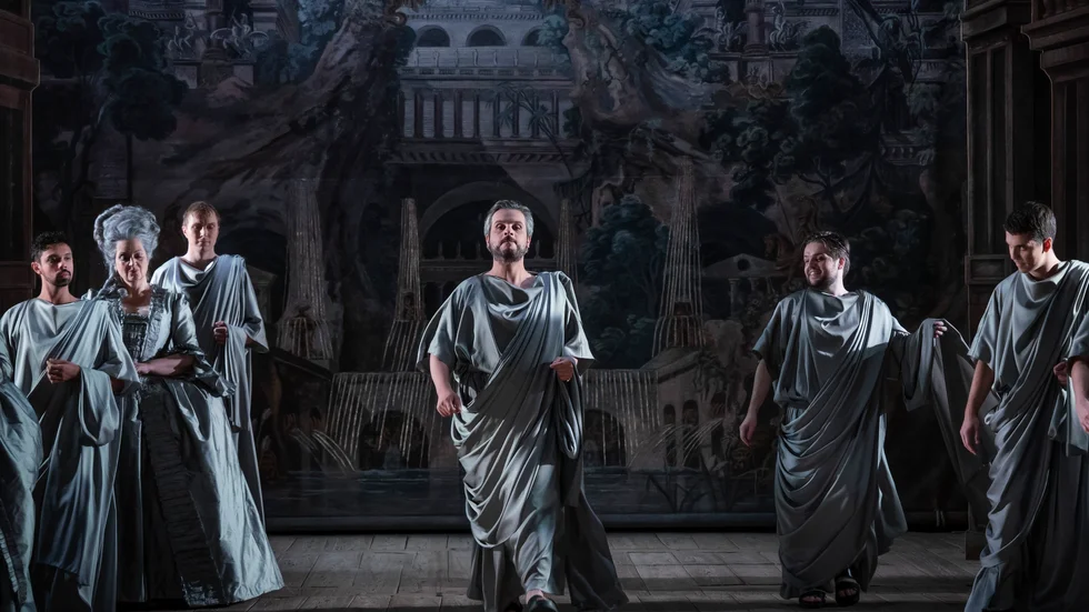 Barckoperan "Agrippina", med Ann Hallenberg i titelrollen, ser nu ut att få premiär på onsdag på Drottningholms slottsteater i Stockholm. Pressbild.