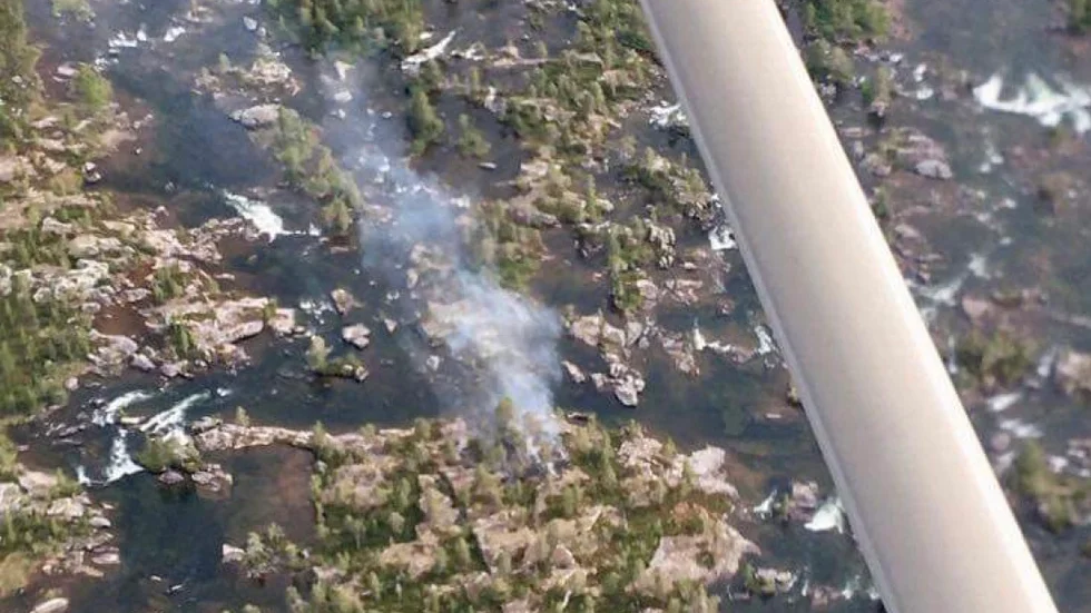 En terrängbrand upptäcktes när Luleå Boden Flygklubb var ute med brandflyg under söndagen. 