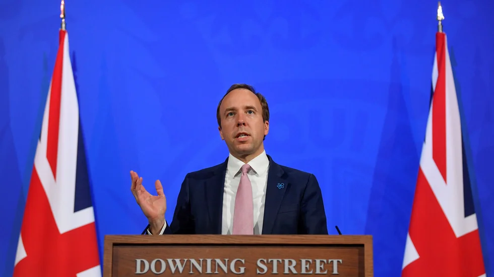 Storbritanniens hälsominister Matt Hancock pratade under torsdagen om spridningen av den dubbelmuterade deltavarianten. Arkivbild.