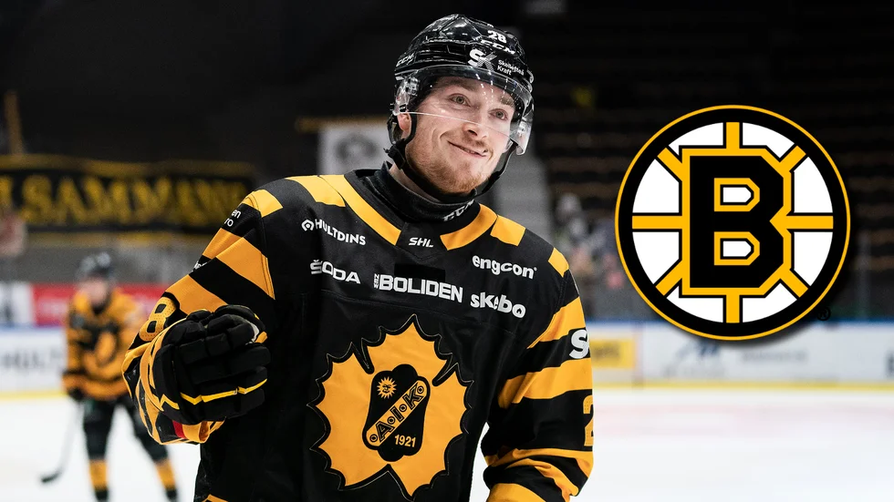 Jesper Frödén fortsätter i svartgult då han gått från AIK till Skellefteå AIK och nu till Boston Bruins. 