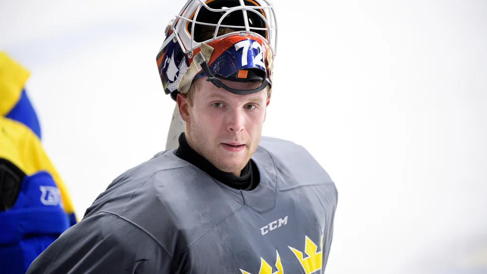 Daniel Marmenlind under en träning med Tre Kronor i Scaniarinken.