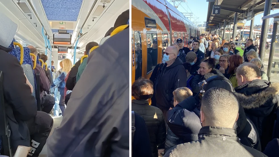 Det var inte bara på pendeltågen som det uppstod trängsel. I de ersättningsbussar somÖstgötatrafiken satte in blev sätena snabbt upptagna.