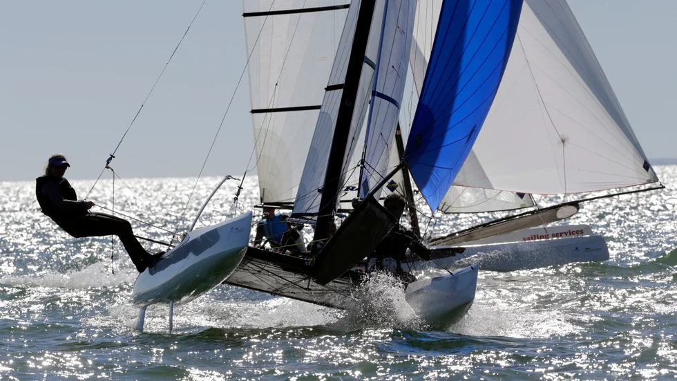 Nacra 17 är en tvåmanskatamaran med mixad besättning. Arkivbild.