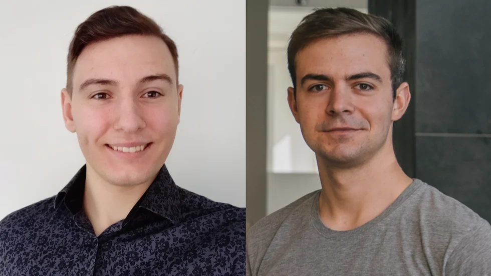 De två stipendiaterna Morgan Drysdale, SkyAlert, och Matija Milenovic, porkchop.
