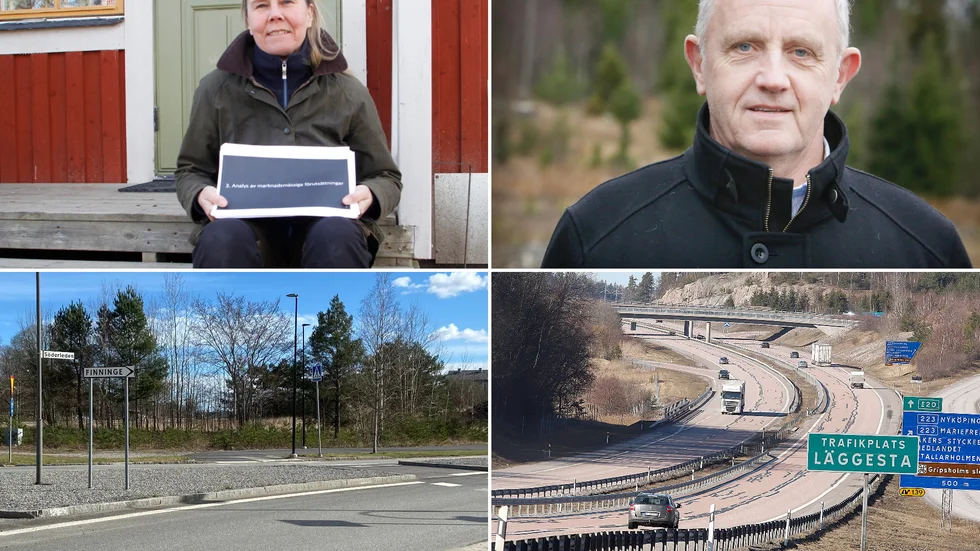 Gunilla Malm Lundberg med den analys som Strängnäs kommun beställde från HUI medan Peter Kavén från Kilen Eldsundsviken är missnöjd med att Norra staden måste vänta länge på livsmedelsbutik. Läggesta kan få en mataffär, däremot inte Finninge.