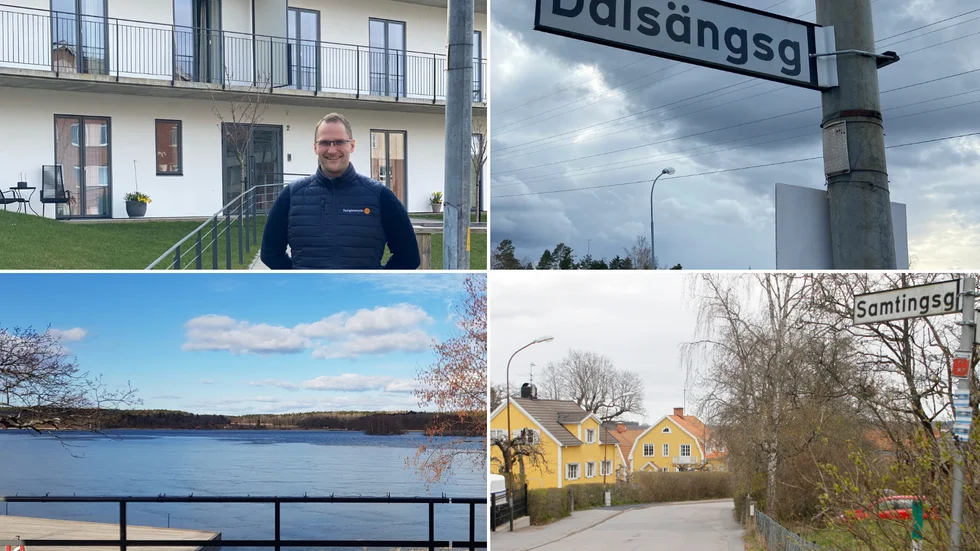 Fastighetsbyråns kontorschef Andreas Ersson är smått lyrisk över hur bra bostadsmarknaden i Strängnäs kommun går. Bilden är från den statistiskt sett dyraste gatan av dem alla, Första backe i Mariefred. Dalsängsgatan och Samtingsgatan finns också på tio-i-topp för hela länet. Sjöutsiktsbilden är tagen på Stabsvägen där kvadratmeterpriset är bland de högsta i Sörmland.