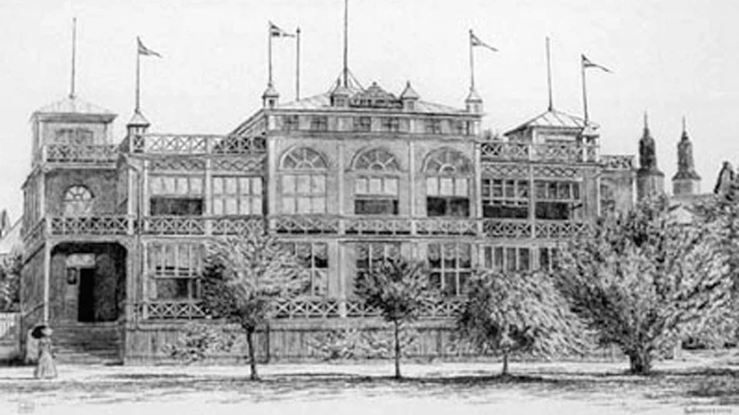DBW:s paviljong, som den såg ut en gång i tiden. På juldagen 1951 brann "Visbys nöjescentrum" ner till grunden.