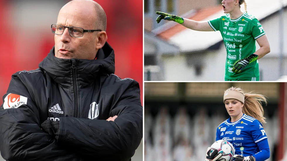 Stellan Carlsson, Nichole Persson och Guro Pettersen. Piteåtränaren är tillbaka på coachbänken men målvaktsvalet inför mästarmötet mot Häcken borta är inte spikat.