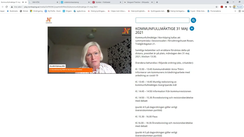Eva-Britt Sjöberg (KD) talade om Norrköping som "outstanding" i fråga om att sänka socialbidragskostnaderna. 