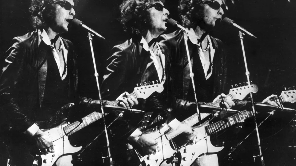 Bob Dylan under konsert på 1970-talet. Arkivbild.