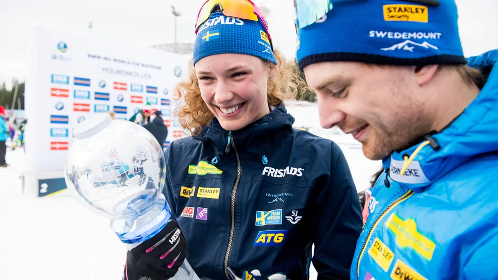 Hanna Öberg och Jesper Nelin vann SM-guld i singelmixedstafett (Arkivbild)