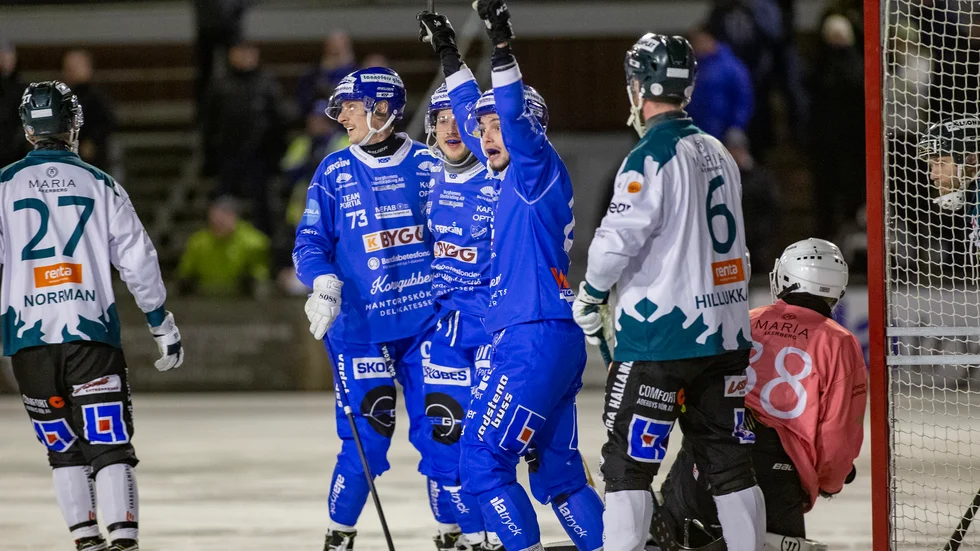 IFK Motala, här blev Artem Feroyan målskytt mot Frillesås hemma, har ett bekräftat covidfall i truppen. Men söndagens hemmamatch mot Sirius spelas ändå.