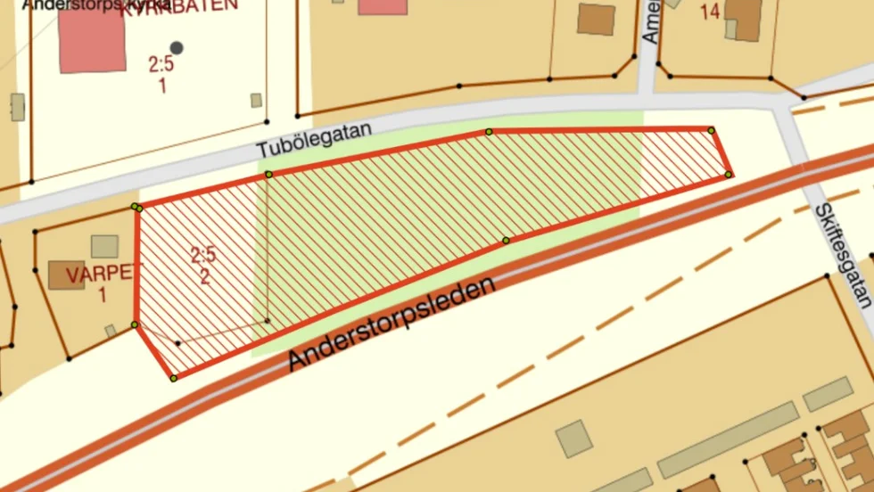 Området består av två tomter och är i dag parkmark.