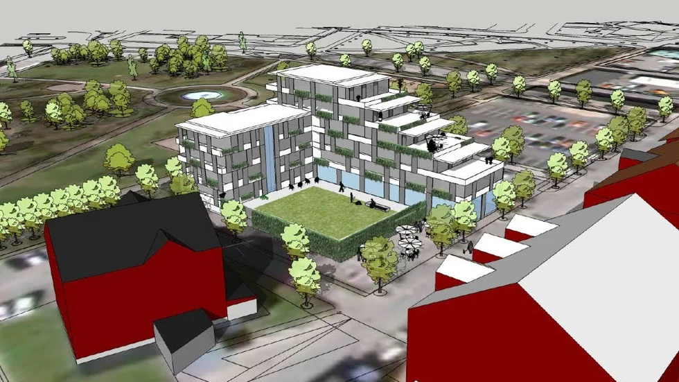 Botrygg vill bygga ett större bostadshus på hamnparkeringen.