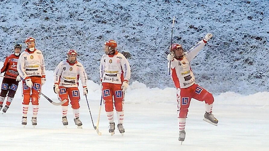 Eric Karlström eldar på publiken efter sitt 3-2-mål. Foto: Magnus Strömsten