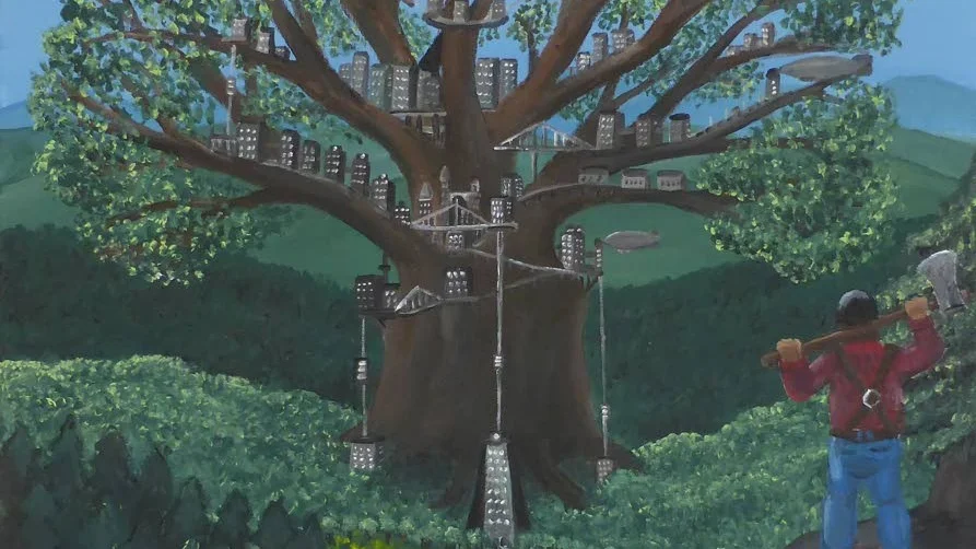 Yggdrasil. Fornnordiska världsträdet i ny tappning av stolt kojbyggare.