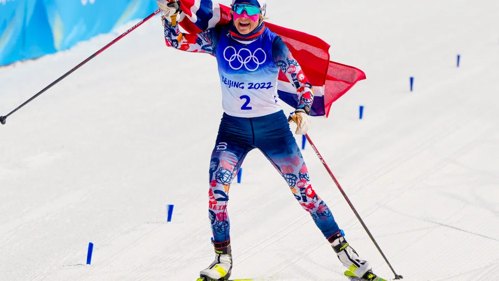 Therese Johaug tog tre OS-guld i Peking nyligen. Arkivbild.