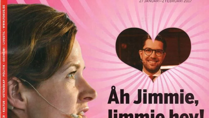 Veckans omslag: Fokus fångade Anna Kinberg Batras flirt med Jimmie Åkesson på ett underbart sätt med ett bildmontage och orden ”Åh, Jimmie, Jimmie, hey! Jimmie, du är helt okej.”. En travestering av Carola Häggqvists 80-talshit ”Mickey”.