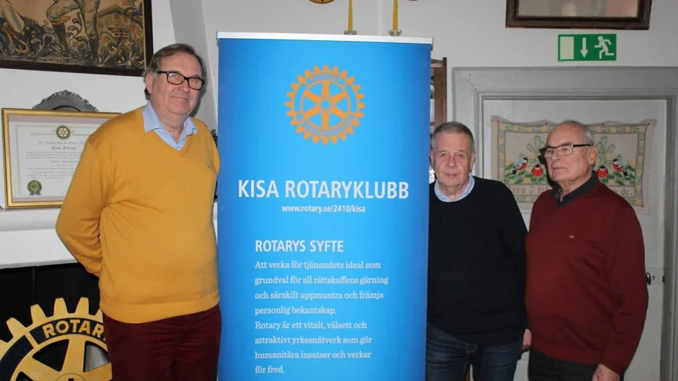 Chrsiter Segersteén, Pär Kronström och Folke Nyblom firar 70 år med Kisa Rotaryklubb