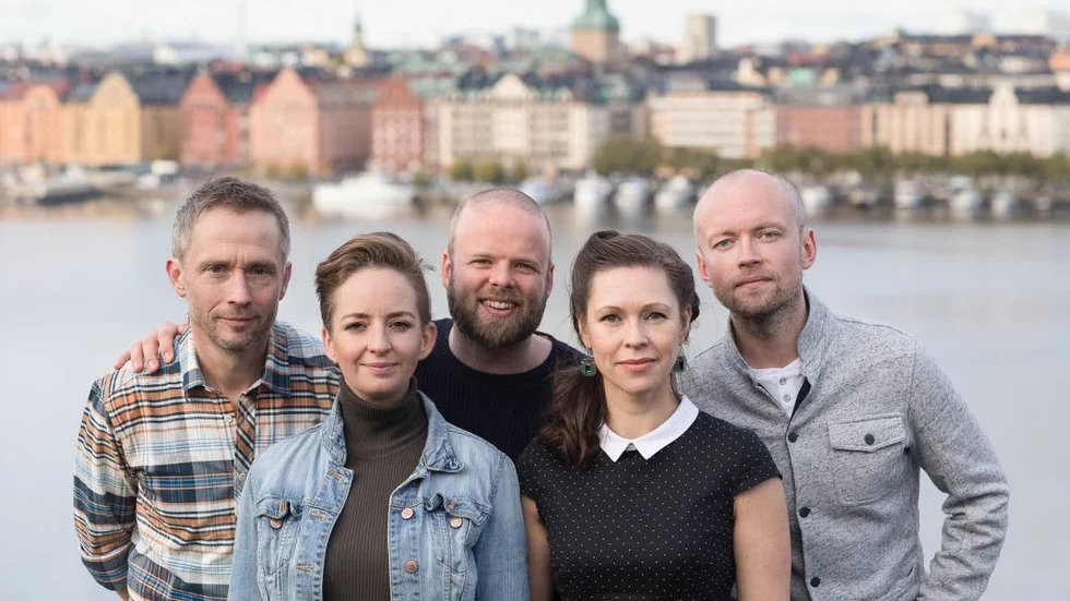 The Real Group. Anders Edenroth, Lisa Östergren, Morten Vinther, Emma Nilsdotter och Janis Strazdins.