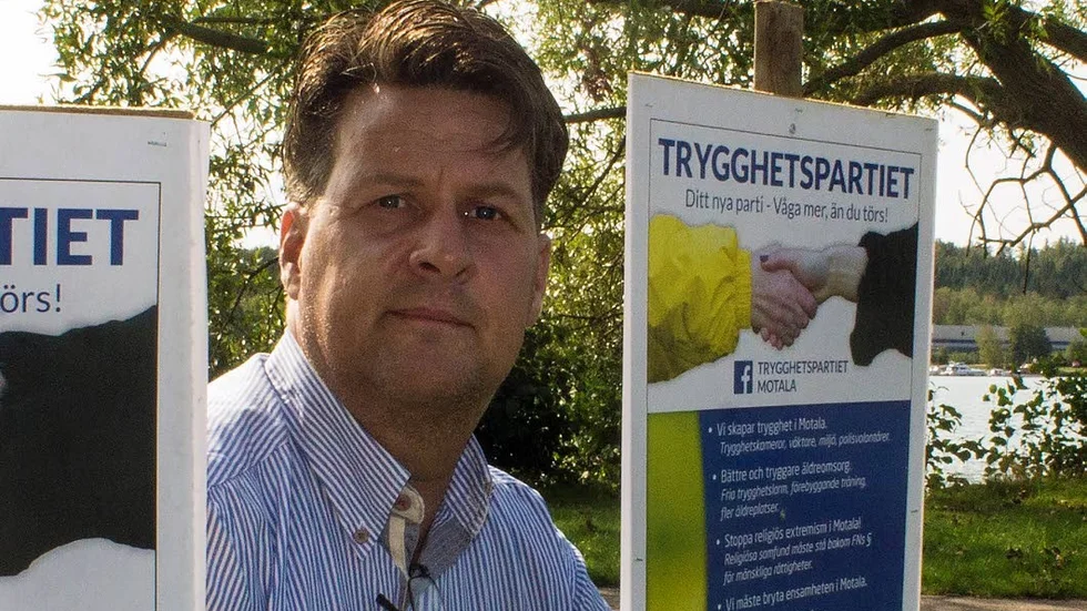 Joakim Pripp syntes ofta på gator och torg i Motala under valrröelsen, men någon framgång för Trygghetspartiet blev det inte.