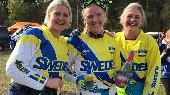 Hanna Berzelius, LMS, vann EM-guld i enduro tillsammans med Martina och Emilia Reimander.