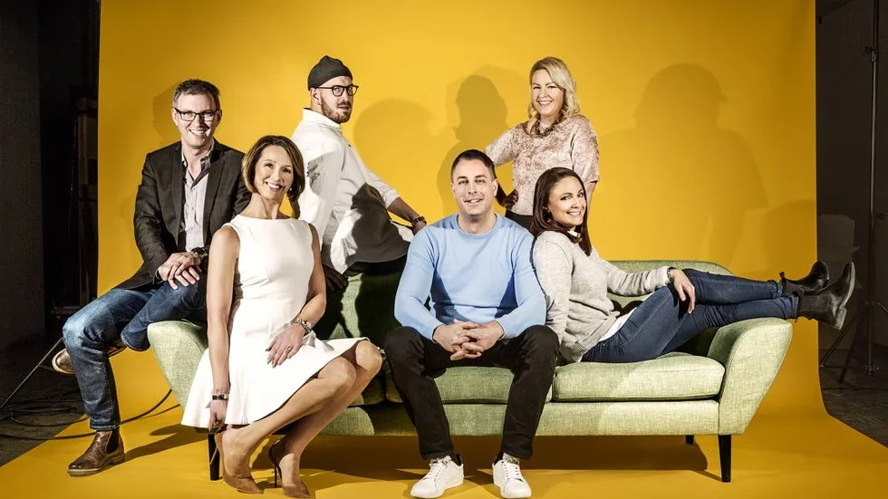 Hoppas på kärlek. Mats Ingelborn, Elizabeth Feurst, Magnus Bergquist, Michael Rajak, Louise Mattsson och Sofia Lundblad i "Gift vid första ögonkastet".