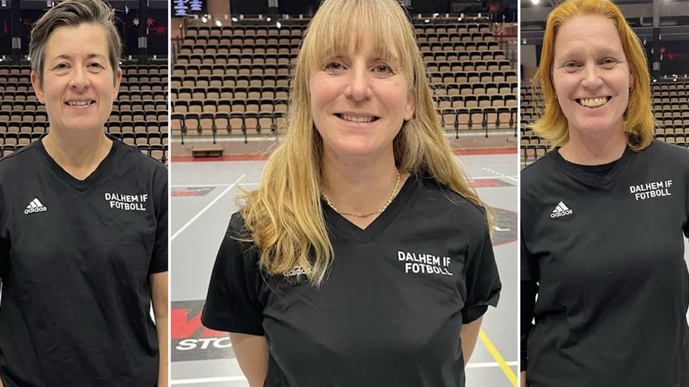 Här är Dalhems nya tränarstab. Linda Ohlander, assisterande tränare med fokus på fys, Susanne Agili, huvudtränare och Malin Tumegård, målvaktstränare.