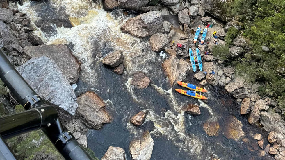 Platsen där den komplicerade räddningsinsatsen skedde, längs med Franklin River på australiska Tasmanien.
