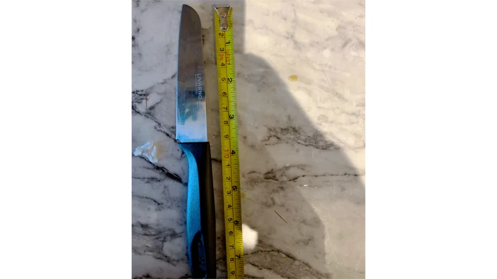 Kniven som pojken använde när han hotade sin mamma.