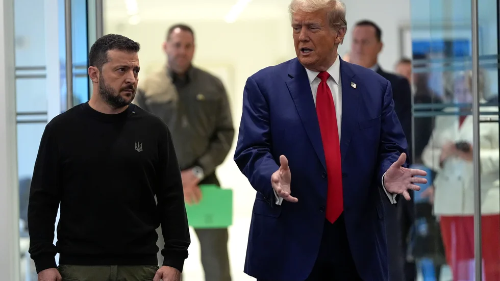 Ukrainas president Volodymyr Zelenskyj och USA:s tillträdande president Donald Trump i New York i september i år.