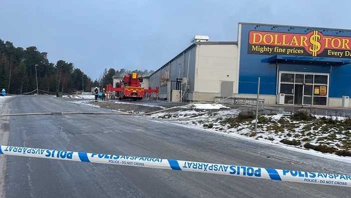 Så här såg det ut vid platsen på måndagsförmiddagen.