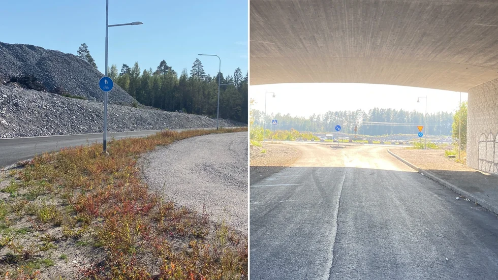 Marmorgatan börjar på Gorsingeberget och leder fram till rondellen på Kalkstensgatan i Biskopskvarn. Vägen passerar således under E 20.