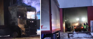 Storbrand i lastbilsverkstad  