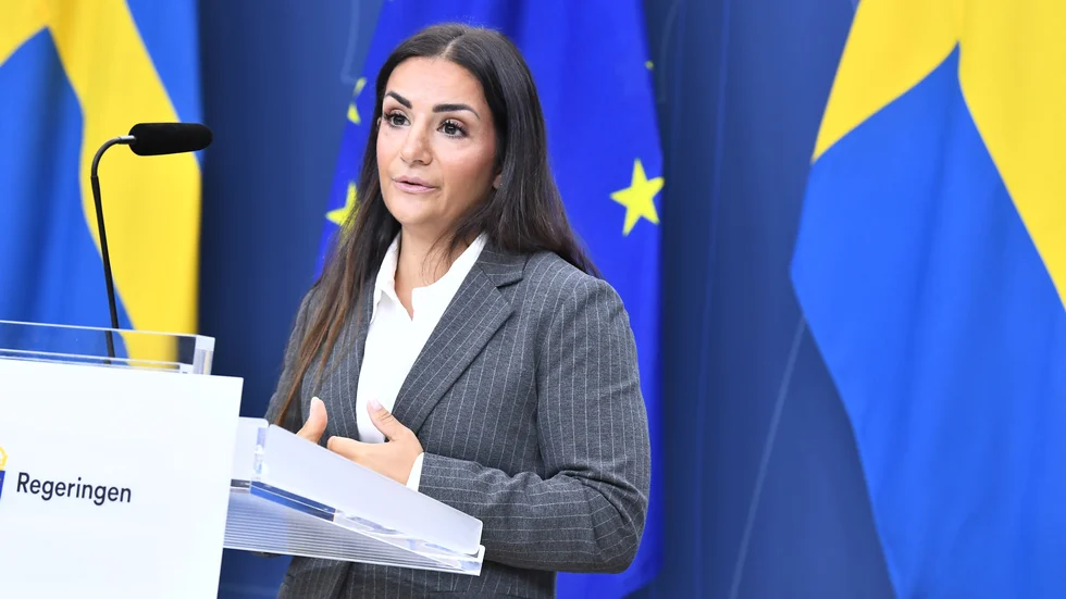 Kulturminister Parisa Liljestrand (M) presenterar kulturbudgeten.