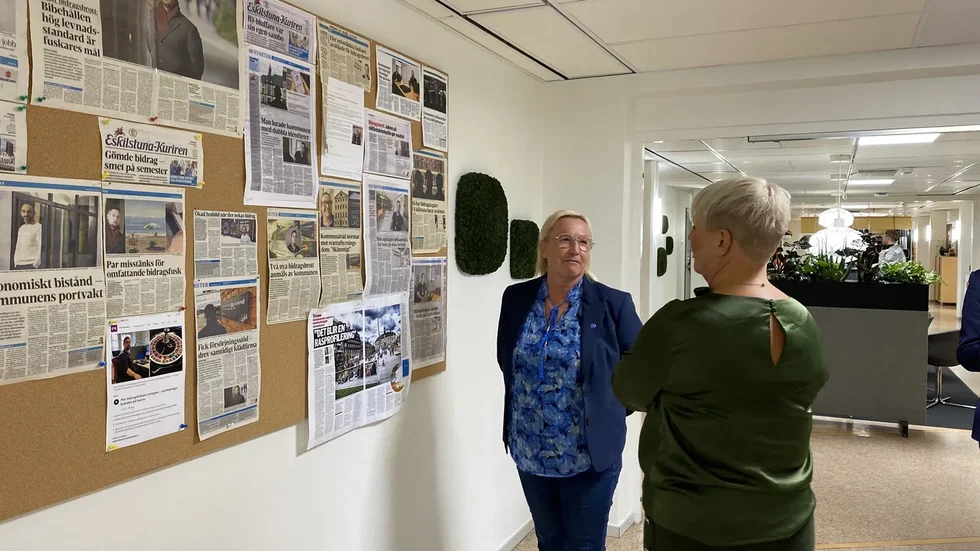 Äldre- och socialförsäkringsminister Anna Tenje (M) på besök i Eskilstuna.