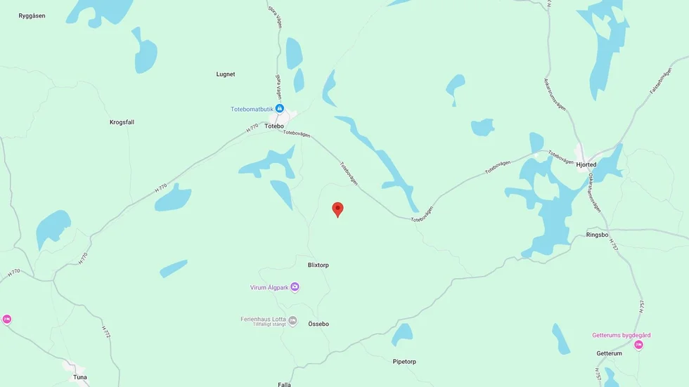 Bergtäkten där sprängningen inträffade ligger strax utanför Totebo