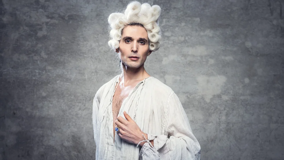 Den ukraniske countertenoren Yuriy Myenko gör rollen som Giustino när Vivaldis opera ”Il Giustino” sätts upp för första gången i Sverige. Pressbild.