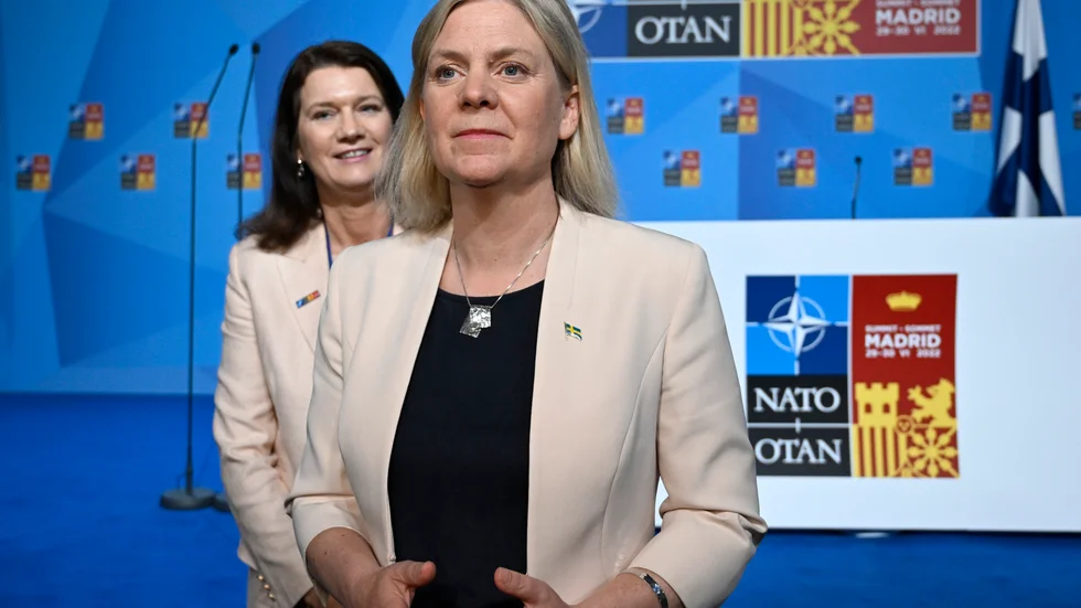Turkiet säger ja till Sveriges och Finlands ansökan om Natomedlemskap vid Natomötet i Madrid. Sveriges utrikesminister Ann Linde och statsminister Magdalena Andersson.