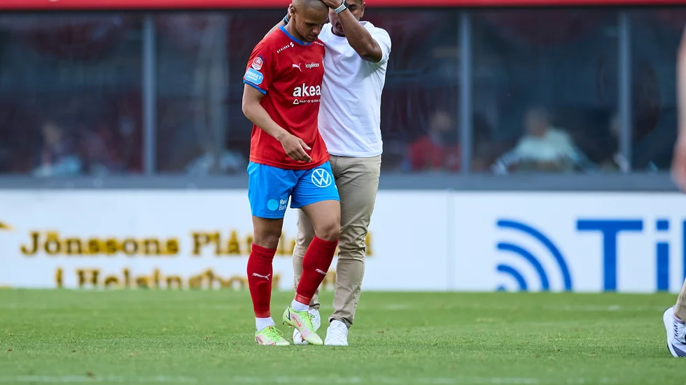 Helsingborgs Anthony Van Den Hurk och lagets tränare Alvaro Santos. Arkivbild.