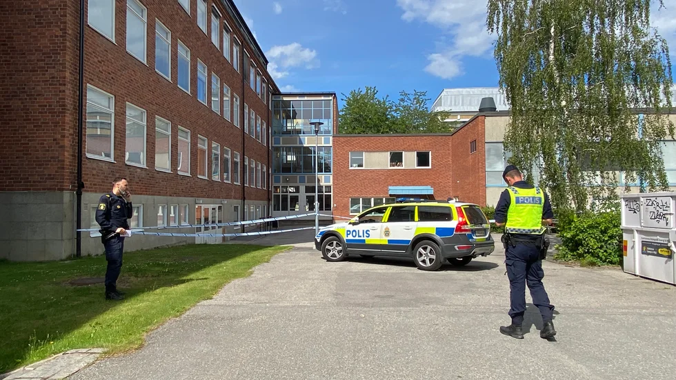 Polisinsats vid Fristadsskolan i Eskilstuna.